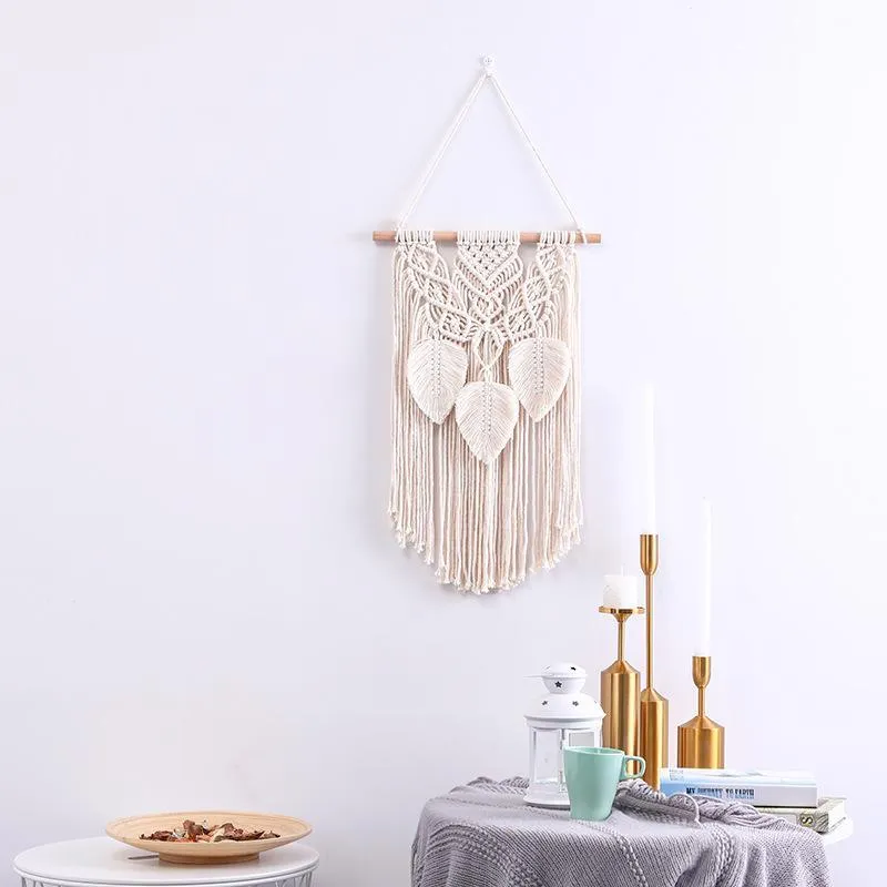 White Handwoven Macrame Wall Hanging with Tassels