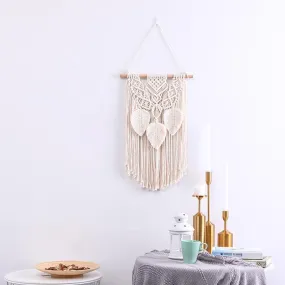 White Handwoven Macrame Wall Hanging with Tassels