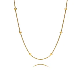 Women's Simple Separated Bead Gold Chain Necklace & Chain Bracelet